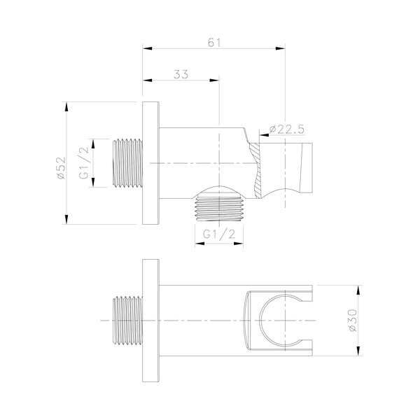 Zelta krāsas misiņa dušas savienojuma daļa ø 5 cm – Sapho-image-1