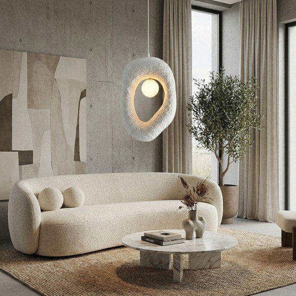 Balta metāla piekaramā lampa Lore – Opviq lights-image-4