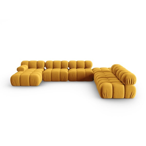 Dzeltens samta dīvāns 379 cm Bellis – Micadoni Home