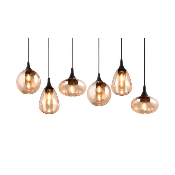 Melna/oranža piekaramā lampa ar stikla abažūru Lumina – Trio-image-2