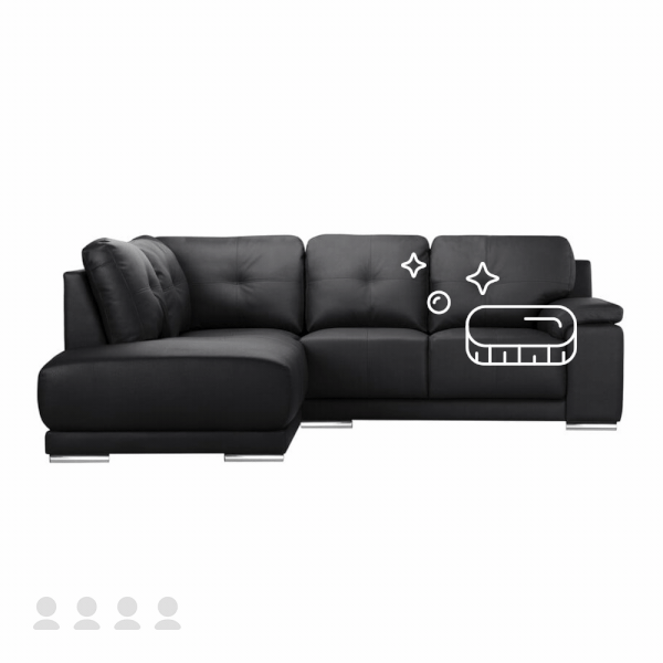 Četrvietīga dīvāna ar mākslīgās ādas polsterējumu tīrīšana, mitrā dziļā tīrīšana + ādas kopšana