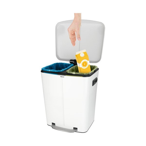 Balta dubultā atkritumu tvertne ar pedāli Wenko, 2x 20 l-image-1