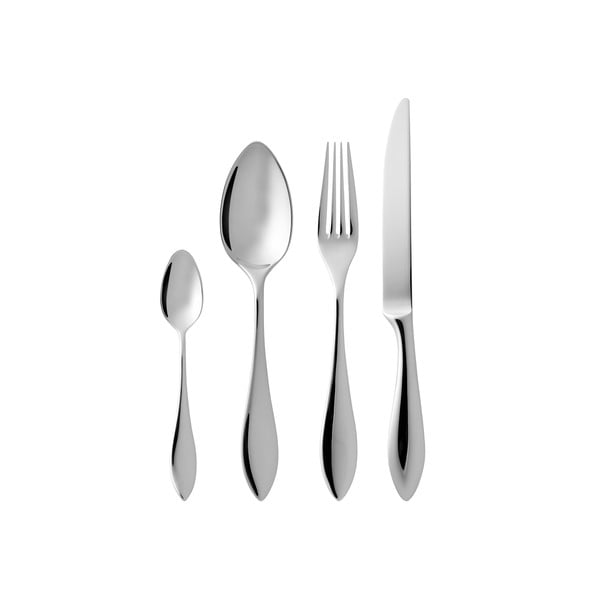 Sudraba krāsas nerūsējošā tērauda galda piederumi (16 gab.) Indra – Gense