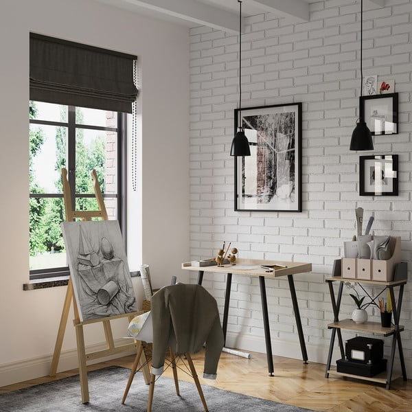 Darba galds ar valrieksta koka imitācijas galda virsmu 30x50 cm Hexe – Homede-image-1