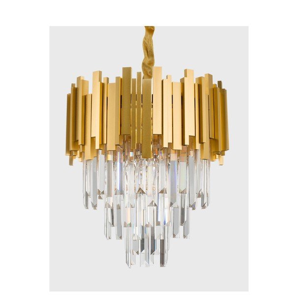Zelta krāsas metāla piekaramā lampa ar kristāla abažūru ø 40 cm Grane – Nova Luce-image-1