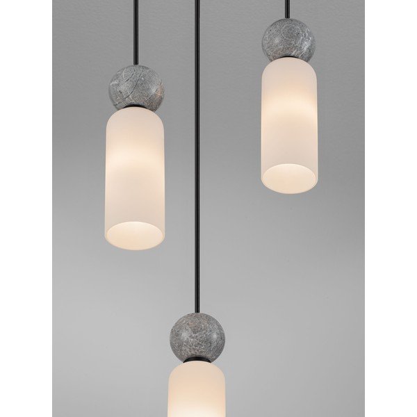 Matēti melna akmens piekaramā lampa ar stikla abažūru ø 25 cm Filomena – Nova Luce-image-1