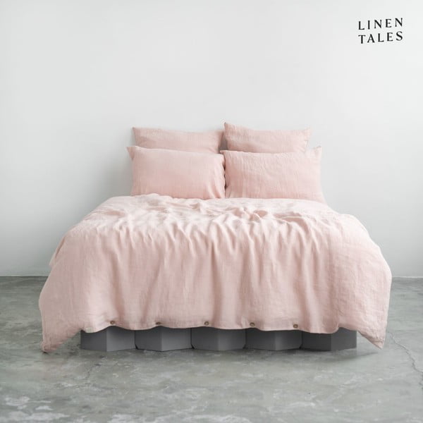 Gaiši rozā lina gultas veļa vienvietīgai gultai 140x200 cm – Linen Tales