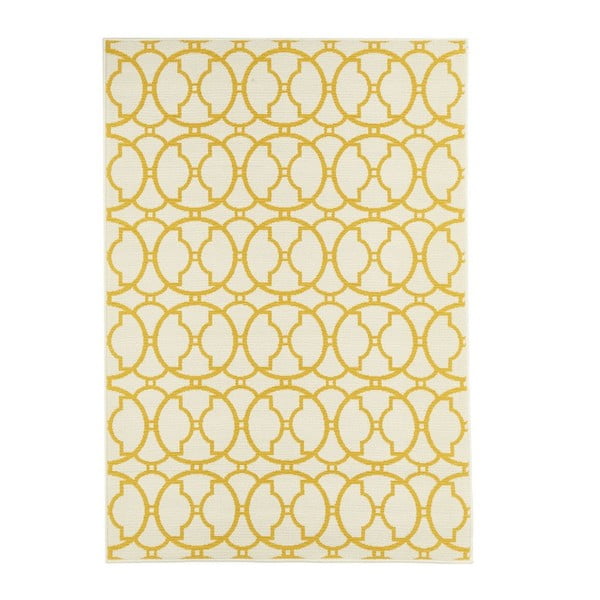 Bēšs un dzeltens āra paklājs Floorita Interlaced, 133 x 190 cm