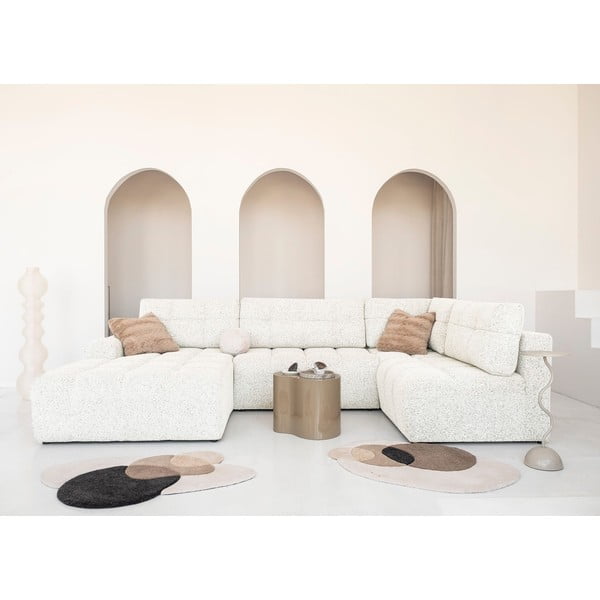 Krēmkrāsas salokāms modulārais stūra dīvāns ar uzglabāšanas vietu (ar labo stūri) Lulu – Miuform-image-2