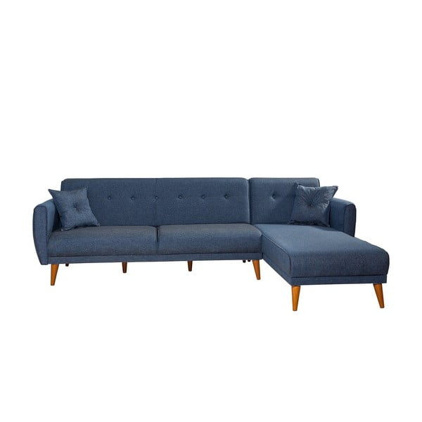 Zils izvelkamais stūra dīvāns Aria – Balcab Home