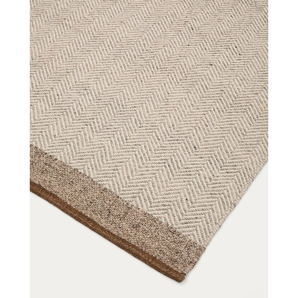 Bēšs divpusējs/ar rokām darināts vilnas paklājs 200x300 cm Nifelia – Kave Home-image-3