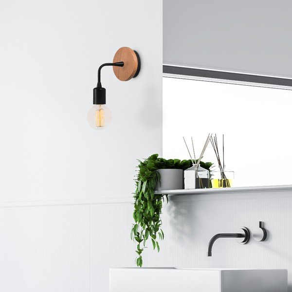 Melna/dabīga toņa sienas lampa Dartini – Opviq lights-image-1