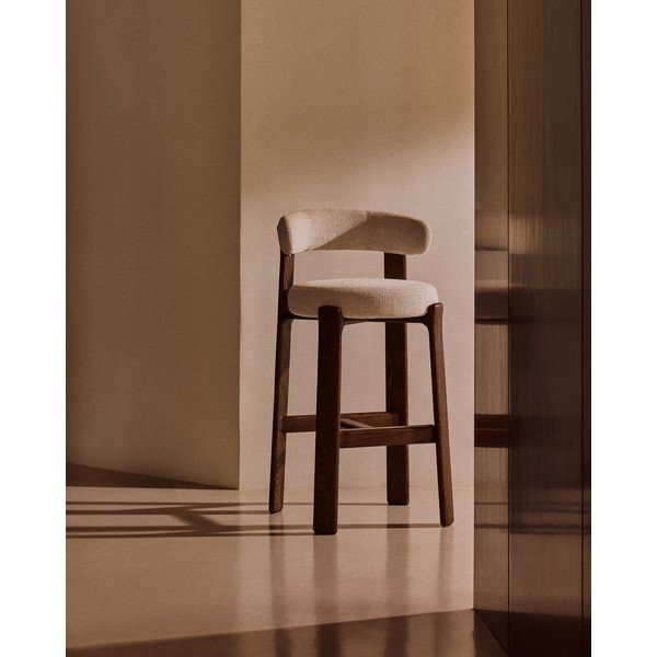 Bēšs/tumša dabīga toņa oša masīvkoka bāra krēsls (sēdekļa augstums 75 cm) Granite – Kave Home-image-1