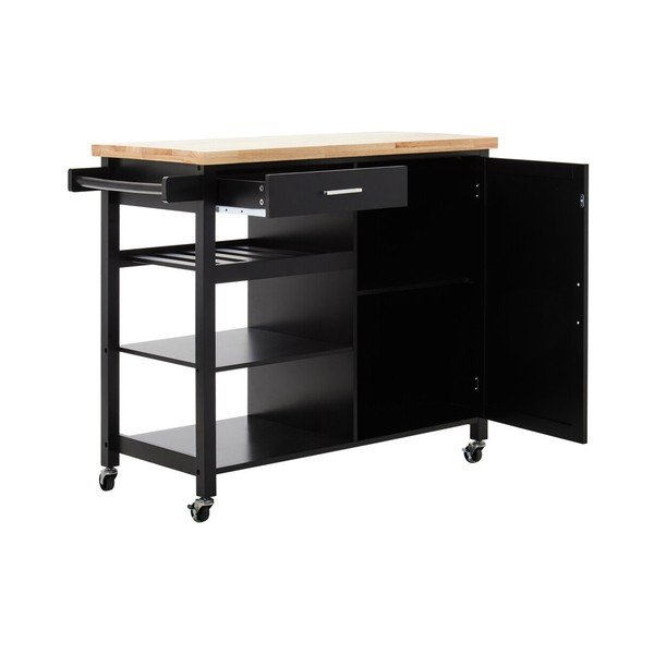 Gumijkoka masīvkoka virtuves sala uz riteņiem 48x105 cm Frankfurt – Premier Housewares-image-4