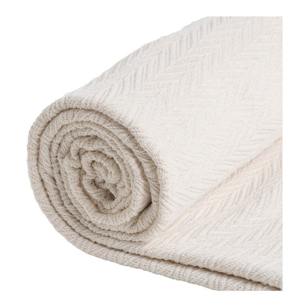 Krēmkrāsas gultas pārklājs no pārstrādātas kokvilnas 180x260 cm Spike – Ixia-image-4