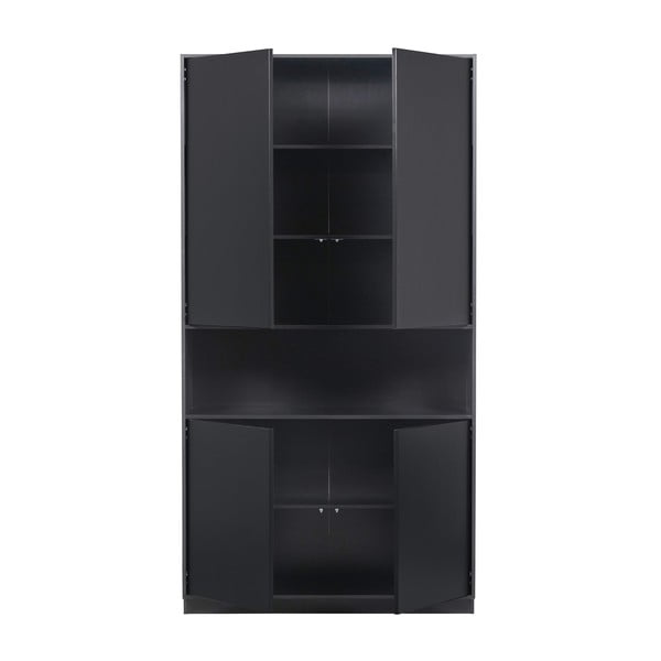 Melns priedes masīvkoka modulārais grāmatu plaukts 190x210 cm Finca – WOOOD-image-4