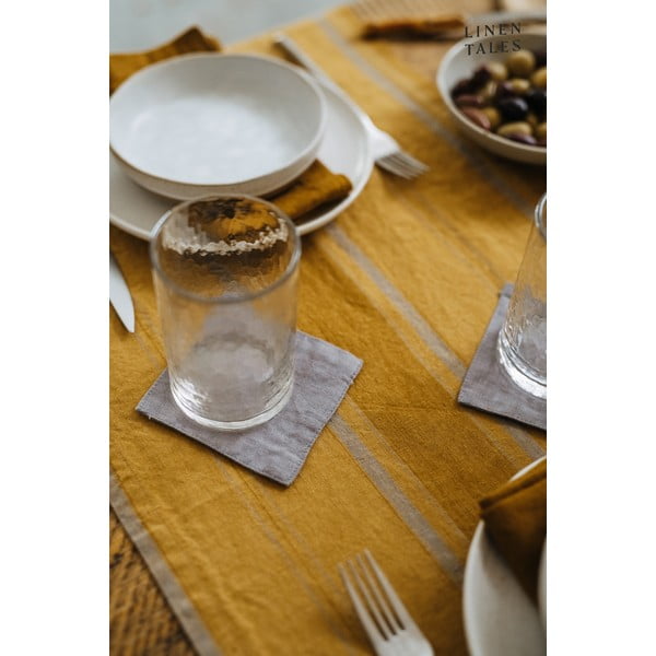 Lina galdauts 140x140 cm Amber Bronze Stripes – Linen Tales-image-4