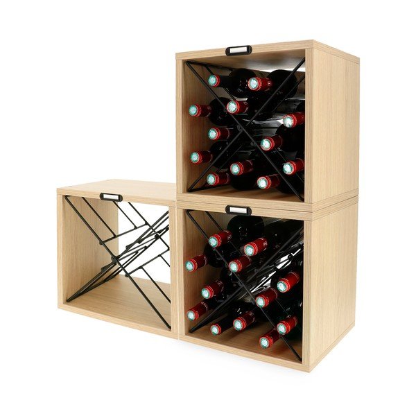 Dabīga toņa vīna plaukts ar dižskābarža koka imitāciju 12 pudelēm – Compactor-image-3