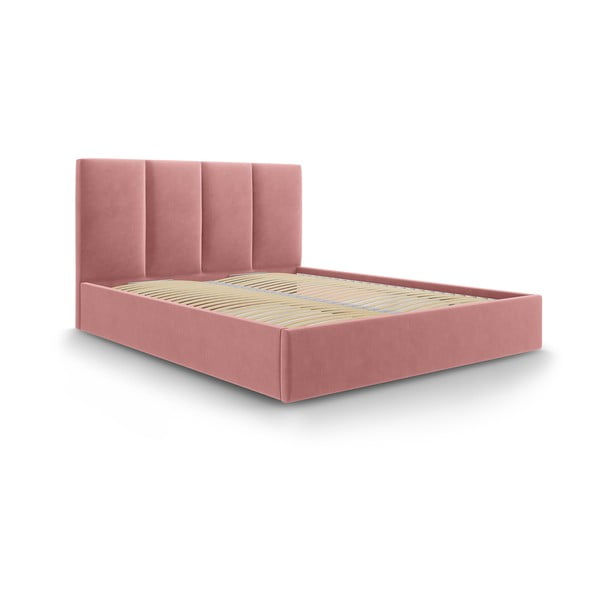 Rozā samta divguļamā gulta Mazzini Beds Juniper, 180 x 200 cm
