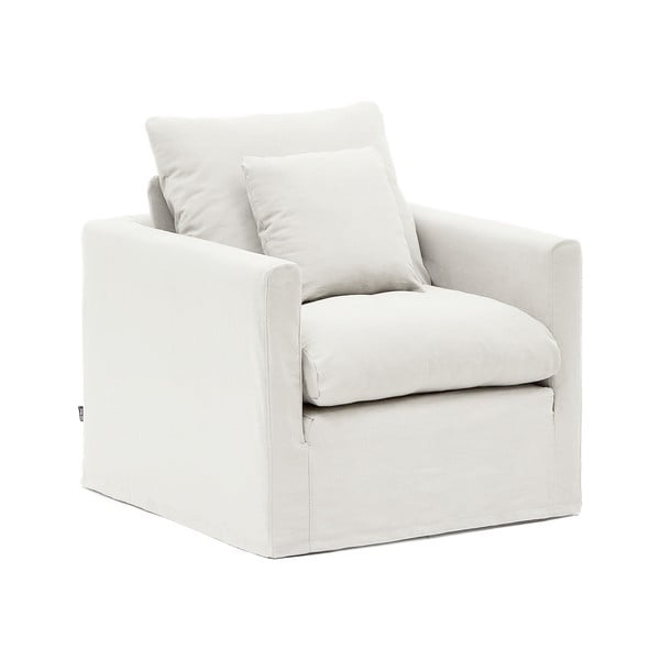 Balts lina atpūtas krēsls Nora – Kave Home