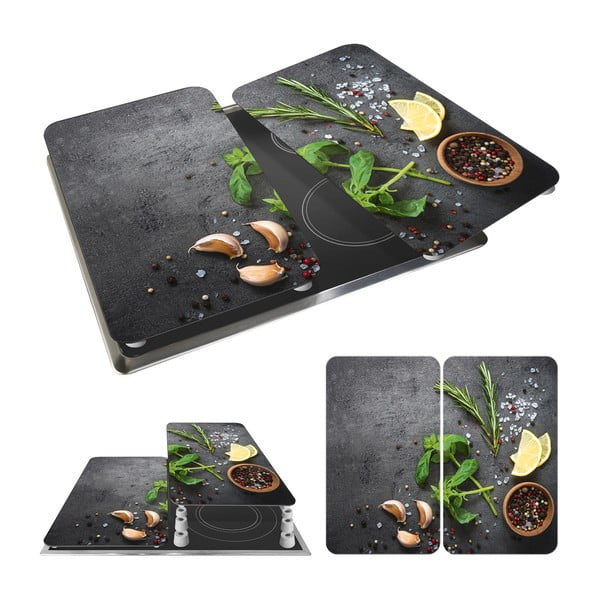 Pelēkas stikla aizsargplāksnes plītij (2 gab.) Wenko Universal Herbs-image-3