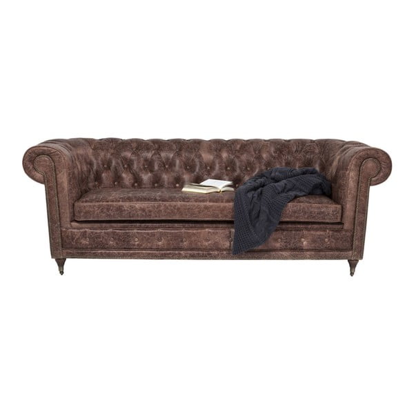 Brūns trīsvietīgs dīvāns ar īstas ādas pārvalku Kare Design Oxford Vintage