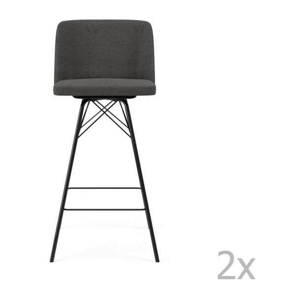 2 antracīta pelēku bāra krēslu komplekts Tenzo Tom, augstums 99 cm