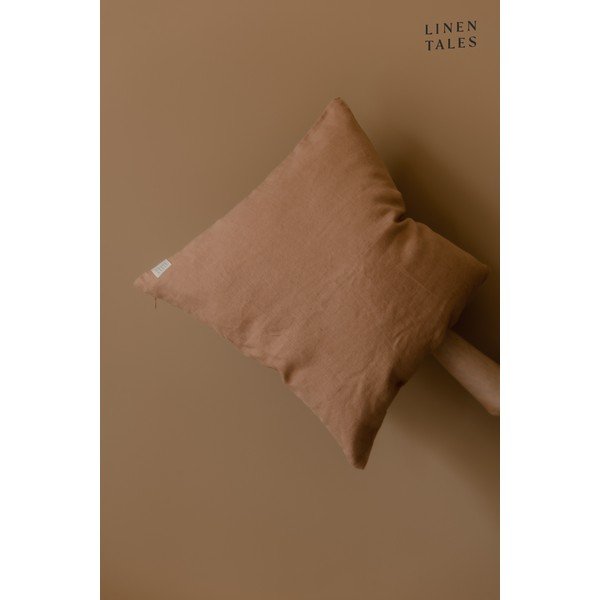 Terakotas brūna lina spilvendrāna Linen Tales, 45 x 45 cm-image-1