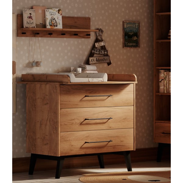 Dabīga toņa pārtinamais galds ar dižskābarža koka imitāciju Retro – Pinio-image-4