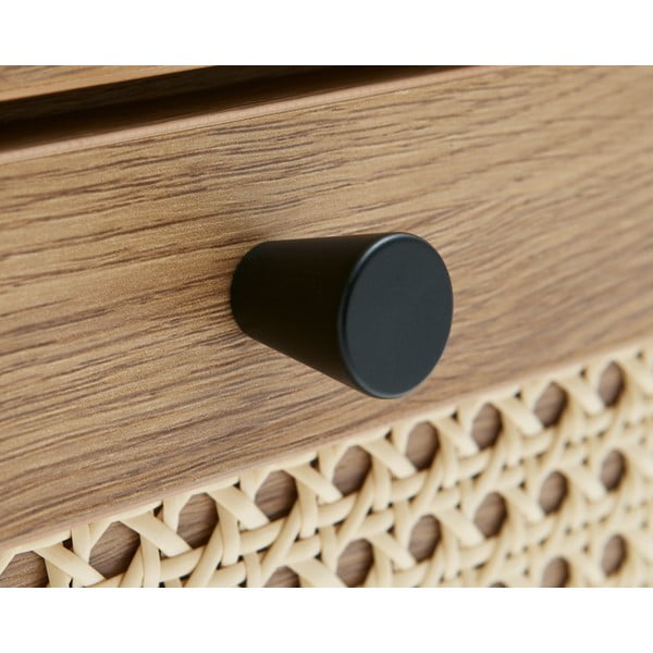 Dabīga toņa zema kumode ar ozolkoka imitāciju 80x75 cm Pensacola – Unique Furniture-image-4