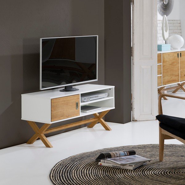 Balts TV galdiņš Marckeric Leidi, 110 x 52 cm-image-1