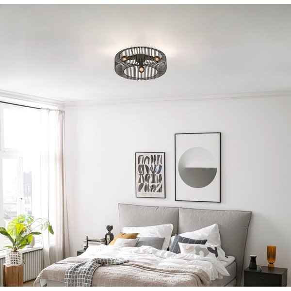 Melna griestu lampa Cage – Fischer & Honsel-image-1