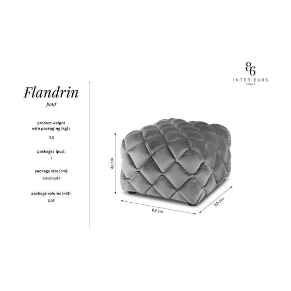 Tumši zils samta pufs Flandrin – Interieurs 86-image-4