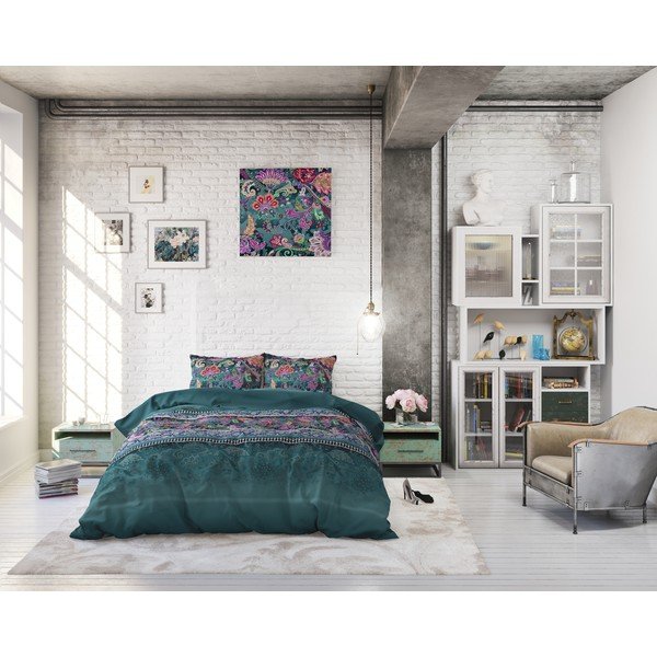 Zaļa divvietīga gultasveļa Sleeptime Paisley, 200 x 220 cm-image-4