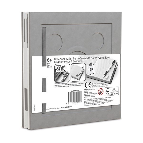 Gaiši pelēks kvadrātveida blociņš ar gela pildspalvu LEGO®, 15,9 x 15,9 cm-image-2