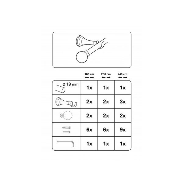 Metāla aizkaru stanga 200 cm Polaris – Gardinia-image-2