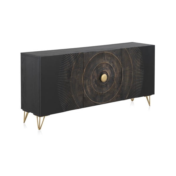 Melna mango masīvkoka zema kumode 160x75 cm Mango – Geese-image-2