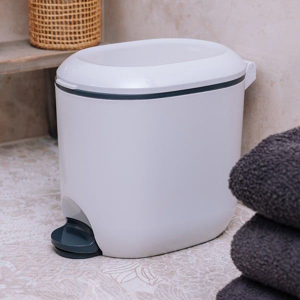 Balta plastmasas atkritumu tvertne ar pedāli 3,5 l – Addis-image-1