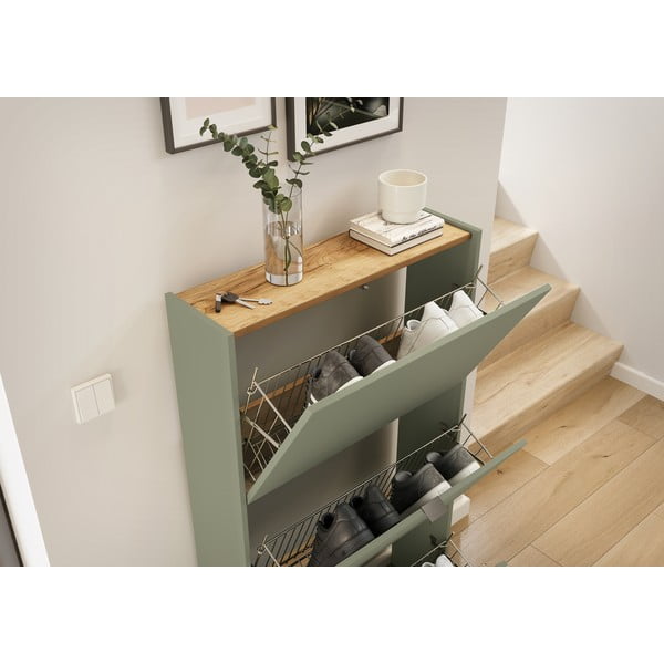 Pelēkbrūns atverams apavu plaukts 71x127x22 cm Ameca – Germania-image-1