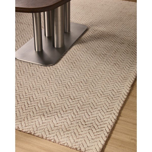 Krēmkrāsas ar rokām darināts vilnas paklājs 200x300 cm Calira – Kave Home-image-2