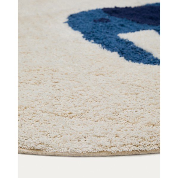 Ziloņkaula krāsas mazgājams/ar rokām darināts kokvilnas bērnu paklājs ø100 cm Tandani – Kave Home-image-3