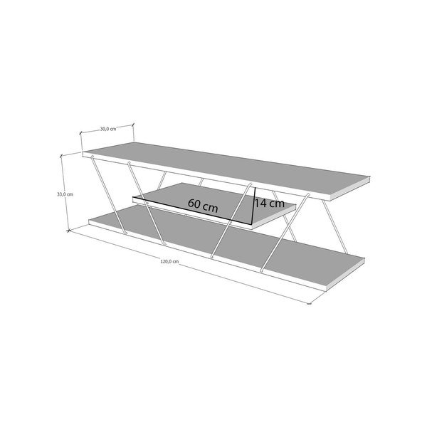 Dabīga toņa TV galdiņš ar riekstkoka imitāciju 120x33 cm Canaz – Kalune Design-image-4