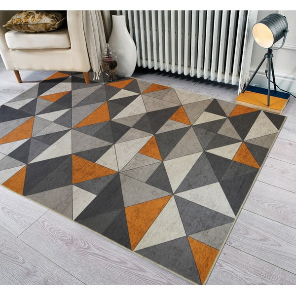 Pelēki oranžs paklājs Floorita Shapes, 80 x 150 cm-image-1