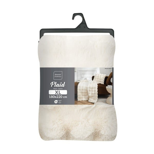 Krēmkrāsas mikroplīša pleds 180x220 cm Mounty – douceur d'intérieur-image-4