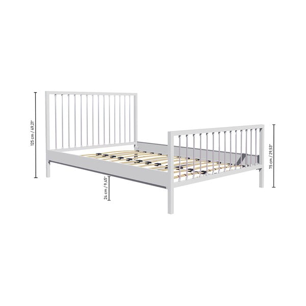 Balta metāla vienvietīga gulta ar režģi 120x200 cm Breeze – Kalune Design