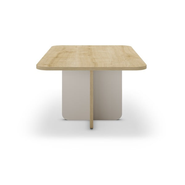 Krēmkrāsas/dabīga toņa žurnālgaldiņš ar ozolkoka imitācijas galda virsmu 56x100 cm Hillary – Marckeric-image-3