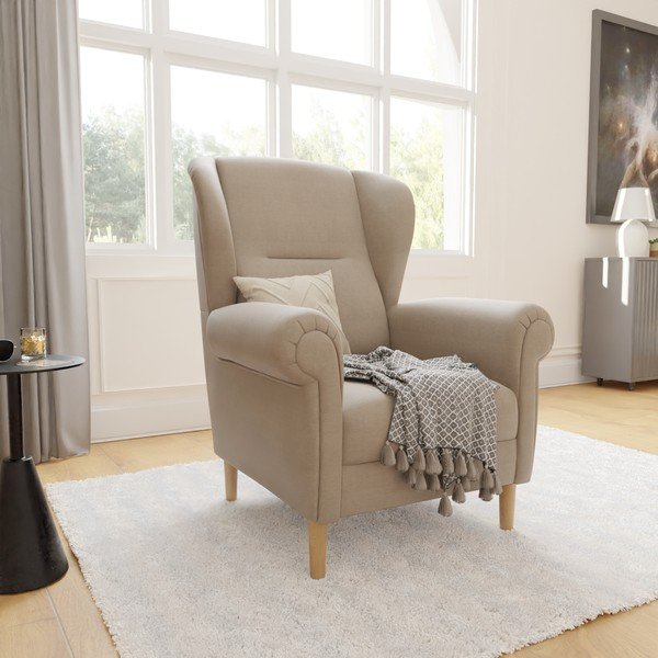 Gaiši brūns atpūtas krēsls ar atzveltni Swan – Ropez-image-3