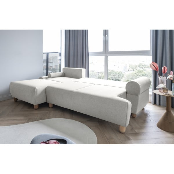 Krēmkrāsas izvelkamais stūra dīvāns (kreisais stūris) Bouncy Olli – Miuform-image-1