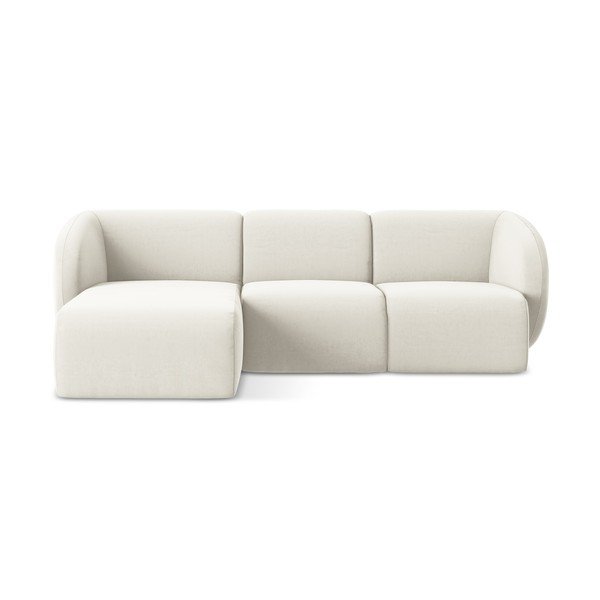 Bēšs samta stūra dīvāns (ar kreiso stūri/ar zvilni) Lani – Makamii