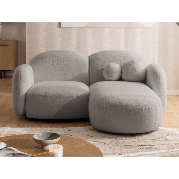 Pelēks stūra dīvāns no buklē auduma (ar labo stūri/ar zvilni) Orbit – Ropez-image-1